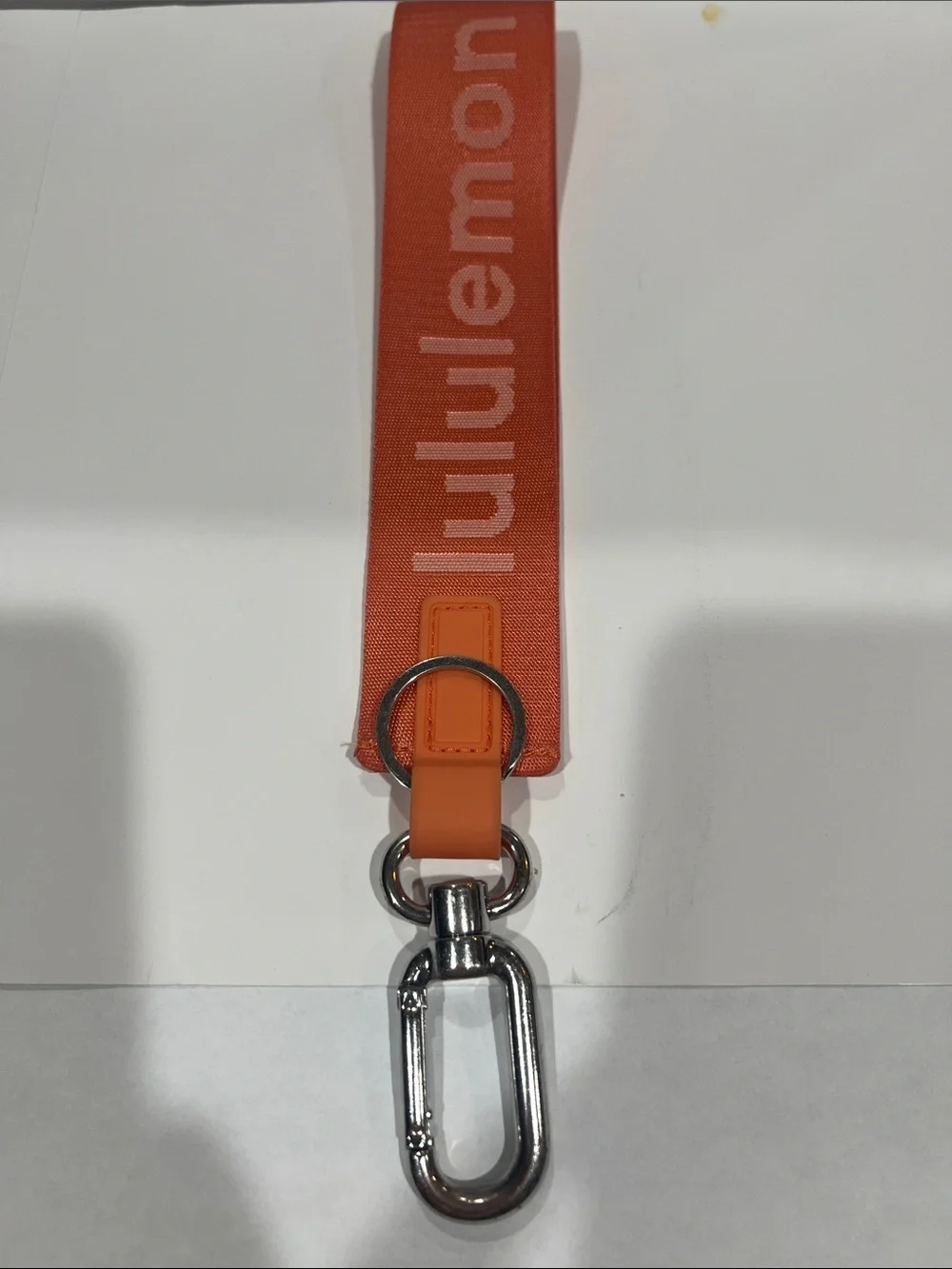 lululemon athletica Coral Orange Wrist Lanyard with Metal Clip